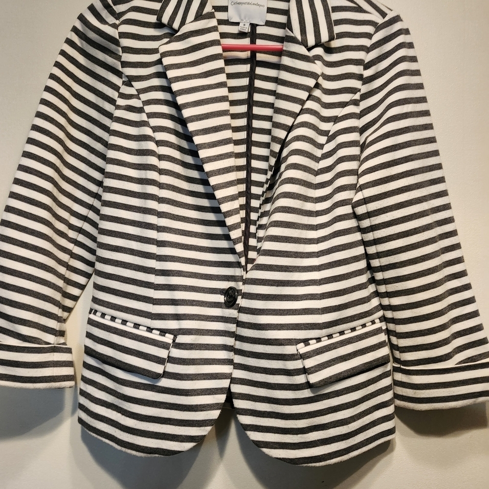 Catherine Malandrino Black and White Striped Blazer